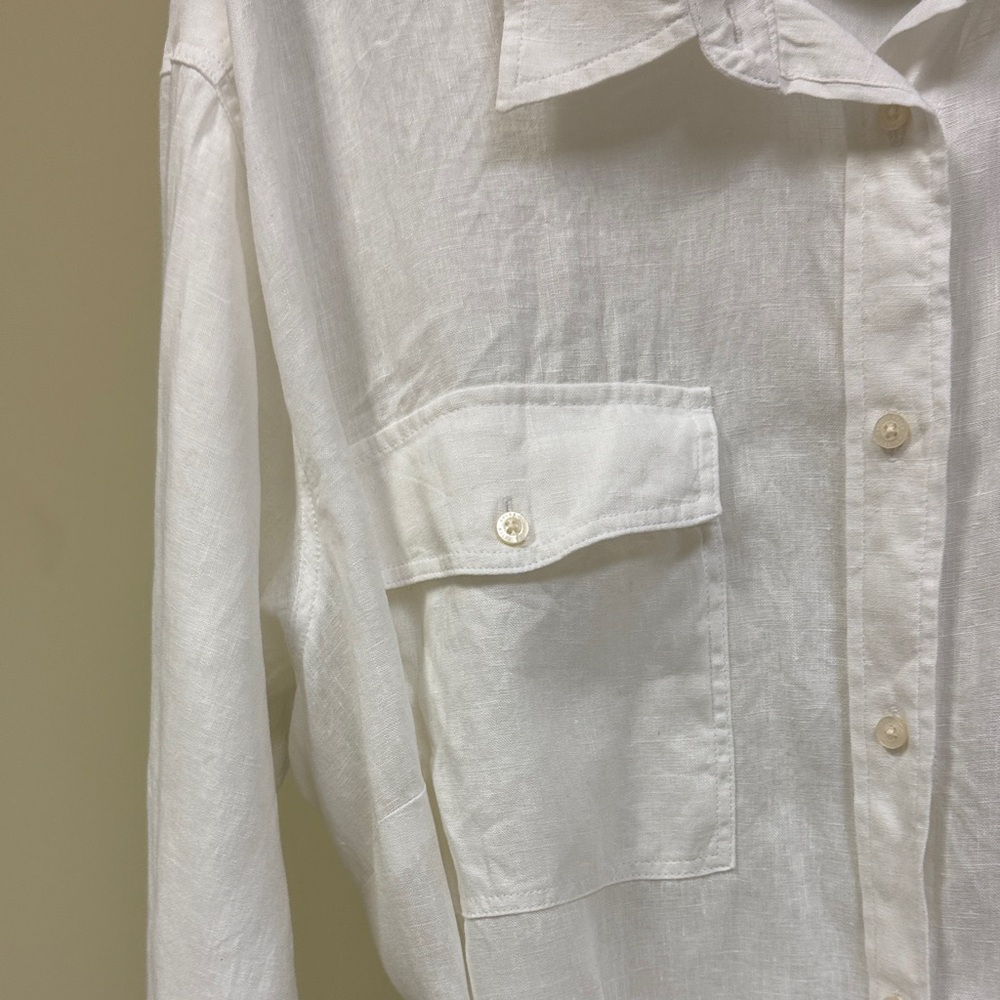 Lauren Ralph Lauren White Linen Blouse - Picture 4 of 9